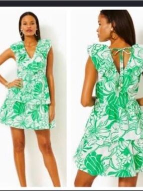 Lilly Pulitzer Green and White Floral Mini Dress